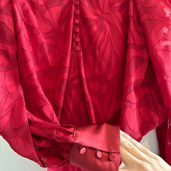 Jonathan Simkhai fil coupe long sleeve bodysuit size small red - Picture 4 of 10